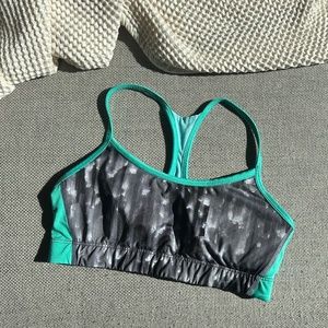 Gray and Teal Champion Sports Bra